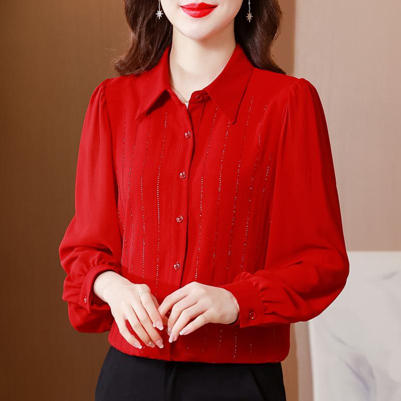 Black Chiffon Shirt Women's Outfit Early Spring Autumn Winter New Fashionable Top Beautiful Shirt Long Sleeve Shirt