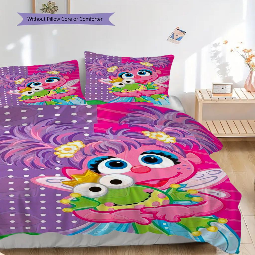 1PC Sesame Street pattern Bedding Quilt Set Quilt Cover Pillowcase Home Decoration Birthday Gift (1 * duvet cover + 2 * pillowcase, without core)