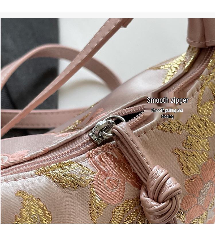 Chinese Embroidery Women's Versatile Underarm Crossbody Handbag