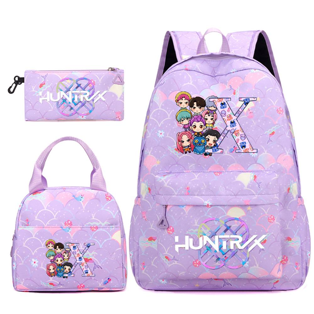 3Pcs/set 26 English Letter Kpop Printed Backpack Handbag Pencil Case for Teenger Student Girl Boy Schoolbag Kid Bookbag Large Capacity Travel Bag Gift