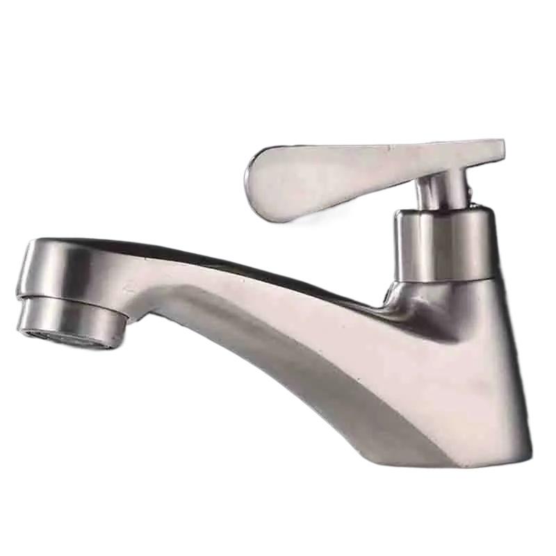 Bathroom Faucet 304 Stainless Steel Wash Basin Faucet Quick Open Single Cold Water Toilet Corrosion Resistance