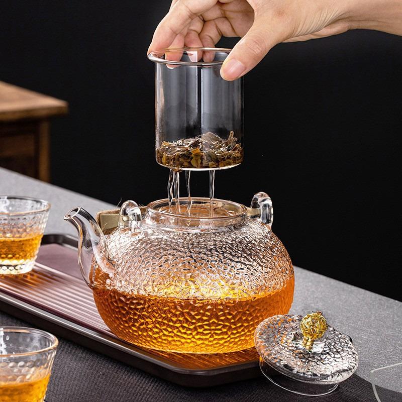 Justinlau Copper Handle Glass Teapot Clear Thickening Glass Kettle High Temperature Resistant Teapot For Electric Ceramic Stove