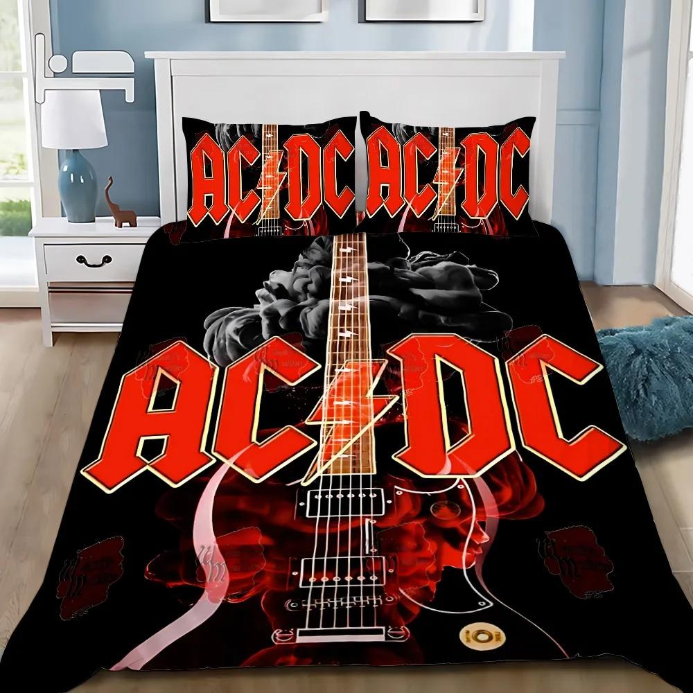 Módní povlak na peřinu a povlak na polštář s rockovou kapelou AC/DC, sada povlečení pro dospělé, chlapce, dívky, dekorace do ložnice, jednolůžko, dvoulůžko, velká velikost
