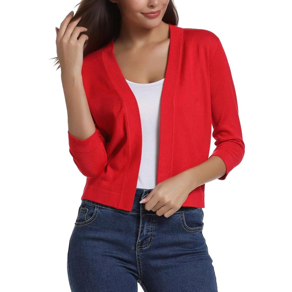Women's Fashion Versatile Short Jacket Knitted Cardigan Colour Tops