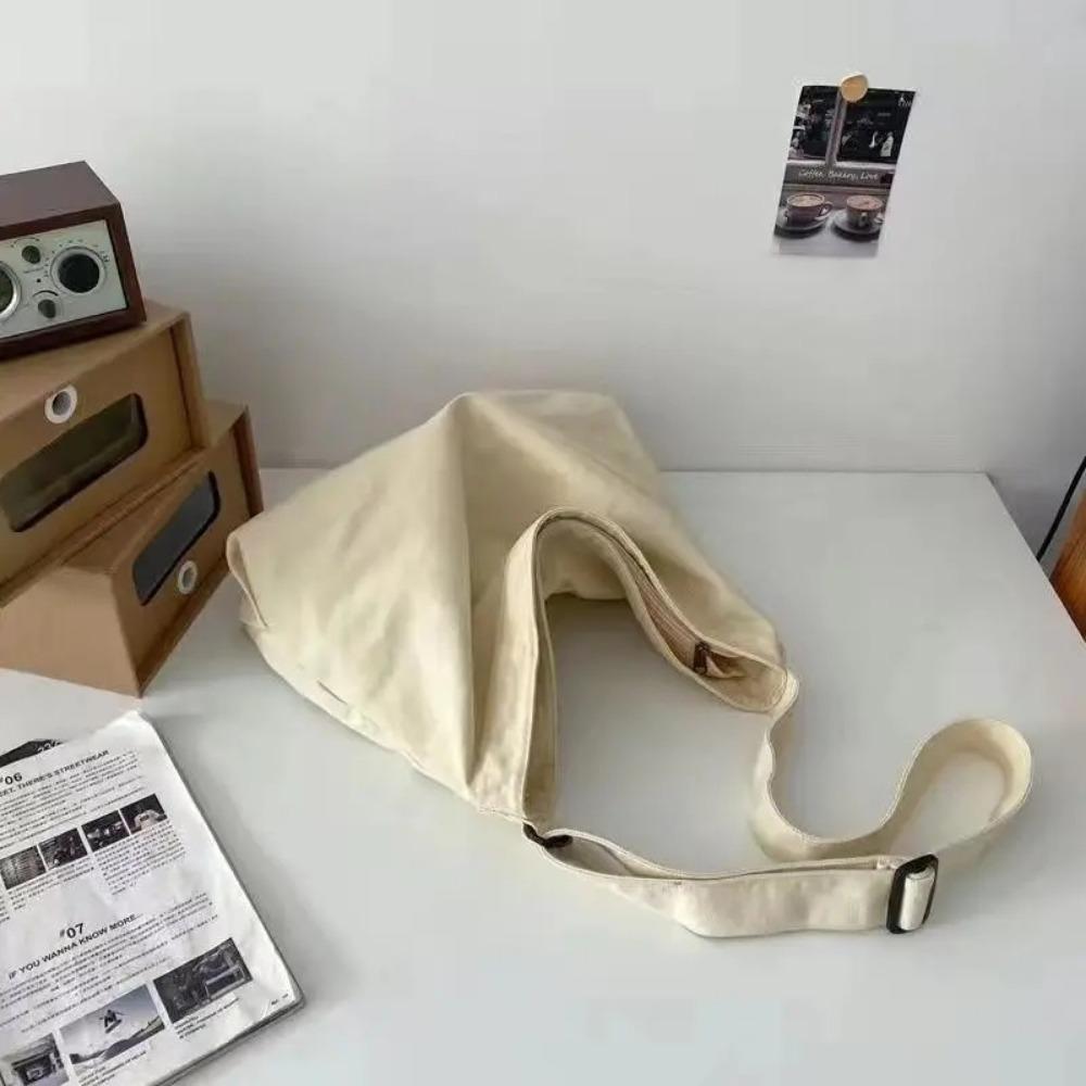 

Fashion Canvas Shoulder Bag Large Capacity Multi-purpose Messenger Bag Travel Tote Bag Student School Bag білий