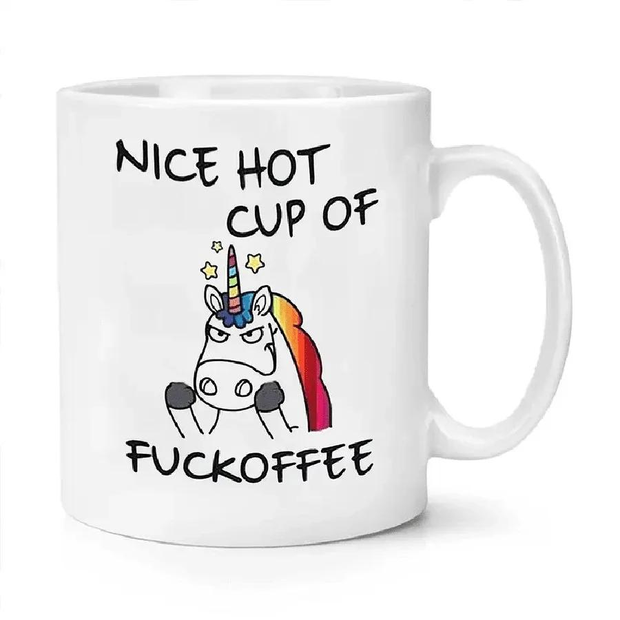 1pc 11oz Angry Unicorn Ceramic Coffee Mug Milk Tea Cup Insulated for Hot or Cold Beverages Portable Office Cup Drinkware Gift