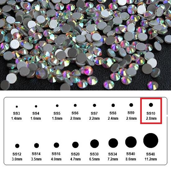 

1 упаковка, смешанный размер, плоская задняя сторона AB, украшение для ногтей со стразами, SS6-SS40 в упаковке ss10