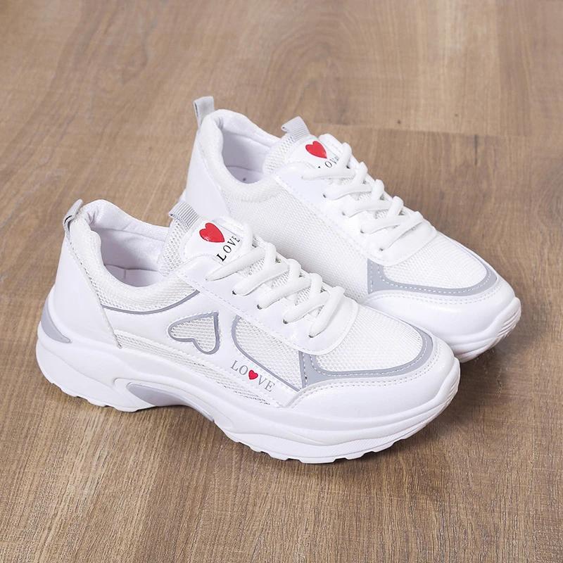Women Shoes Heart-shaped Platform Sneakers Woman Walking Sports-shoes Breathable White Shoe Casual Sneaker Zapatos Mujer