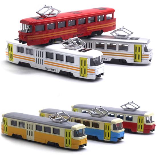 Classic Train Tram Diecast Pull Back Model with LED Music Developmental Kids Toy