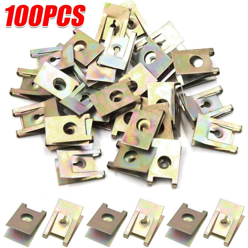 Metal U-Type Clips for Car Motorcycle Bumper Fender Trim Panel Fastener Leaf Board Fastener Anti-rust Grommet Screw Clip Gasket