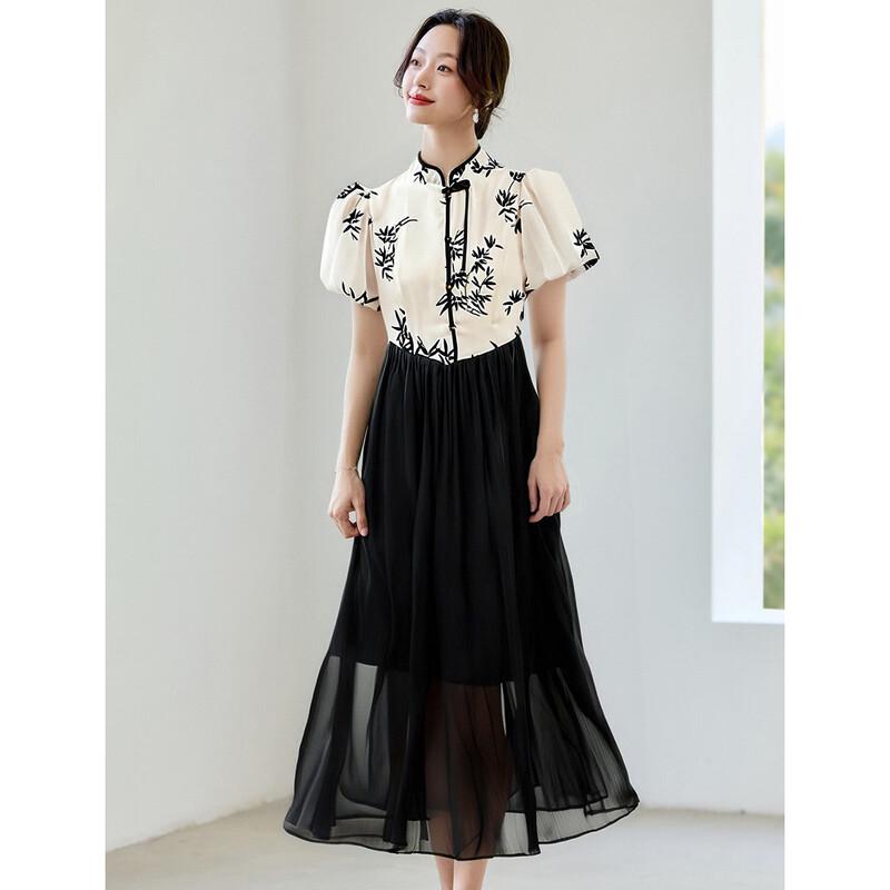 ORIGIN New Chinese Style Printed A-Line Maxi Dress M