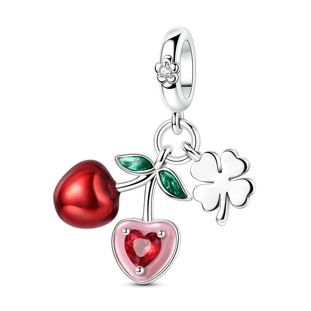 Copper Charm Original Fruit Cherry Peach Lemon Pendants Fit Bracelet Charm Diy Woman Jewelry