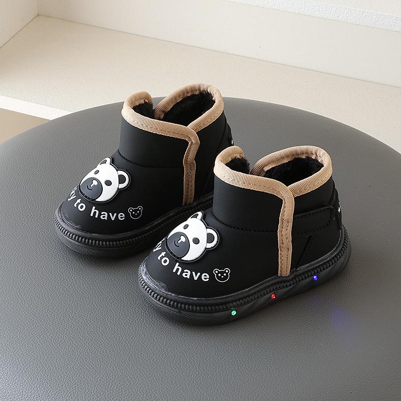 

Милые светящиеся зимние сапоги для мальчиков, детские бархатные и толстые зимние сапоги, нескользящие хлопковые сапоги для девочек 23