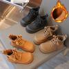 England Style Winter Boots for Kids Girl Vintage Girls Ankle Boots Simple Solid Handsome Boys Short Boots Cozy Baby Shoes I09013