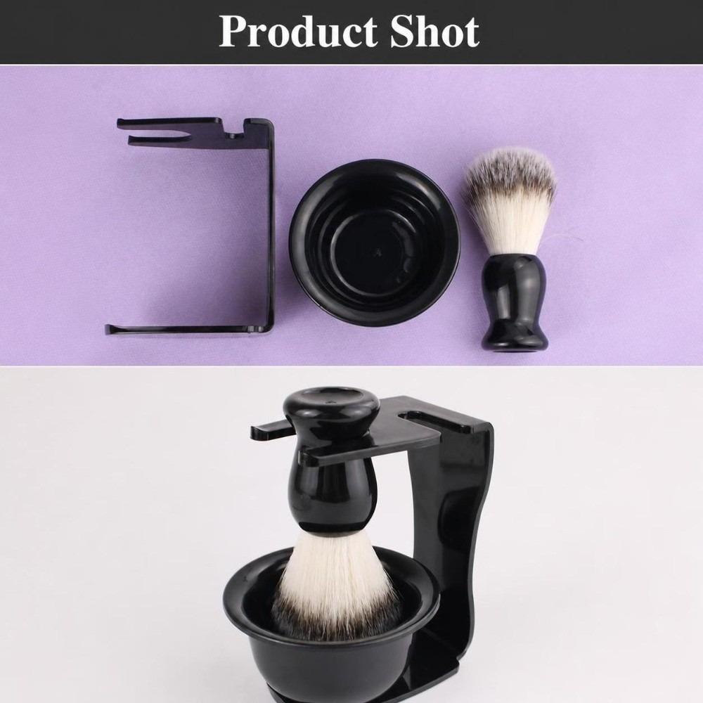 3PCS Nylon Bristle Beard Shaving Tool 2-in-1 Design Shaving Brush Stand New Shaving Brush Set Home