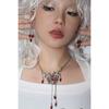 1 Set Niche Design Sense Red Dripping Diamonds Necklace Love Heart Earrings Halloween Christmas Fashion Retro Earrings