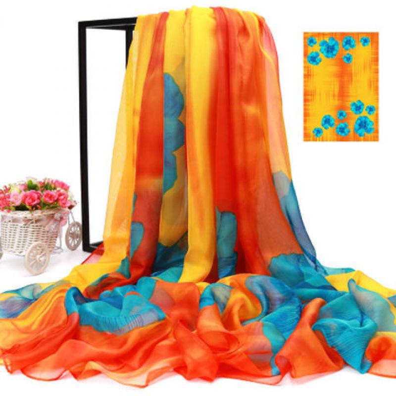 Women's Lightweight Silk Scarf - Spring/Fall Sun Protection, Extra Large Beach Towel & Dance Wrap