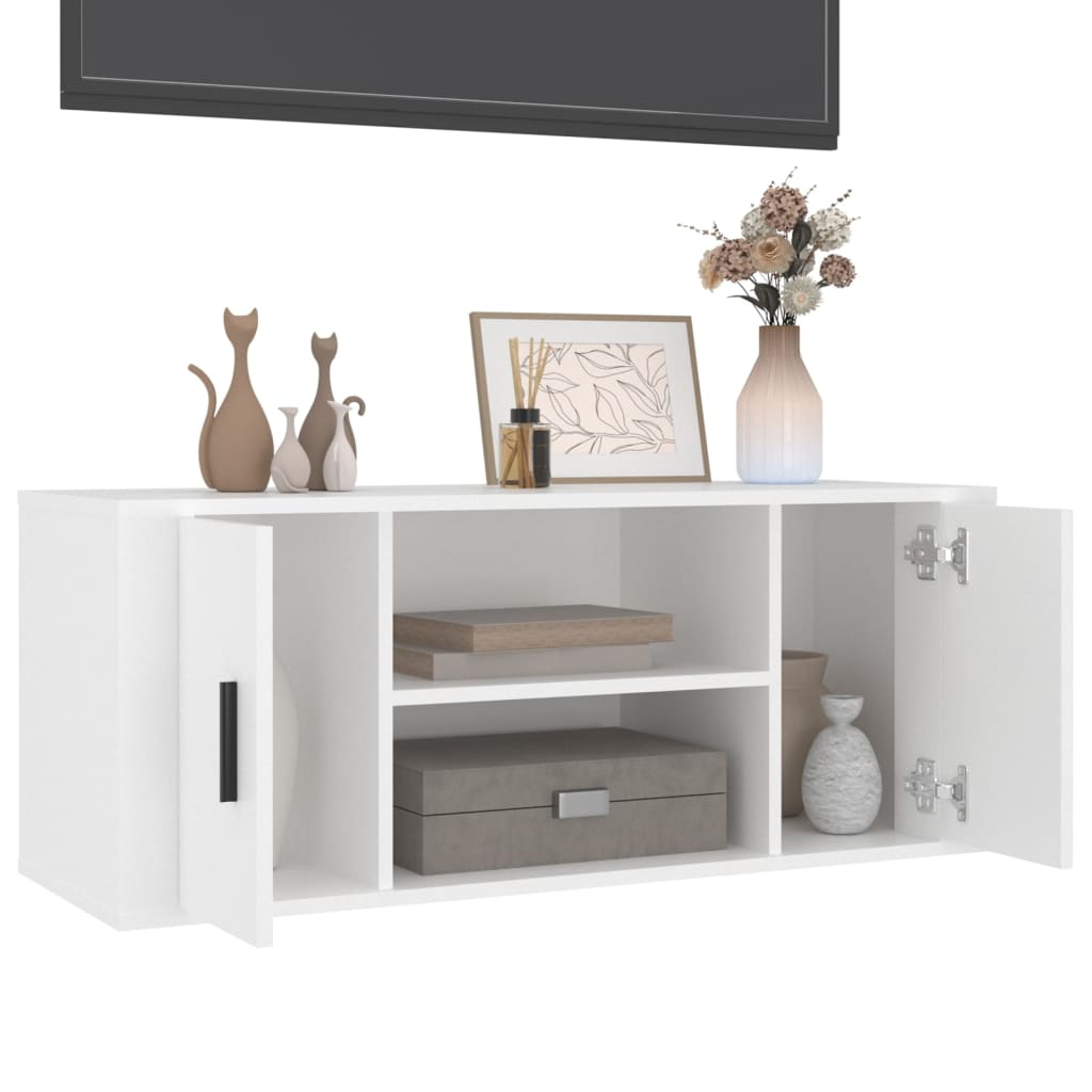 Vidaxl TV Cabinet, White, 100X35X40 Cm, Wood-Based Material
