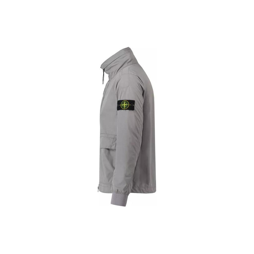STONE ISLAND Solid Color Zip Stand Collar Long Sleeve Jacket Men Jackets Gray 801541626-V0092