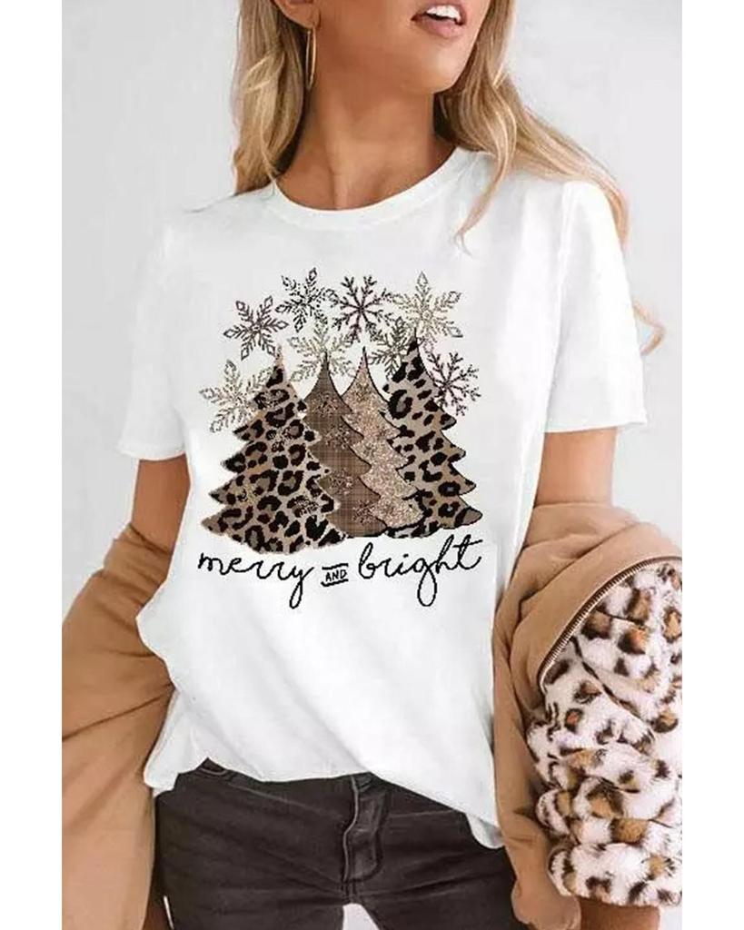 Azura Exchange Leopard Christmas Tree Graphic Print T-Shirt