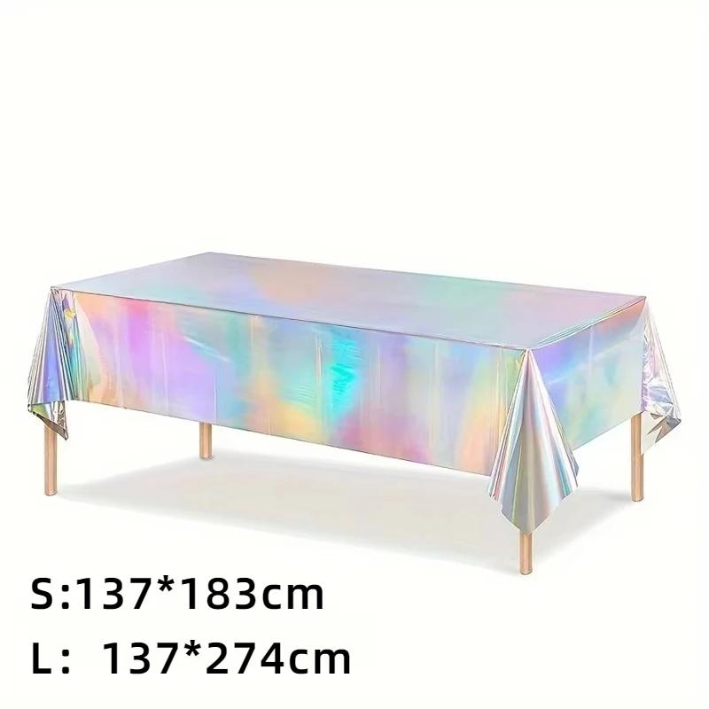 1PC Disposable laser tablecloth oilproof waterproof aluminum film tablecloth birthday wedding party holiday supplies decoration