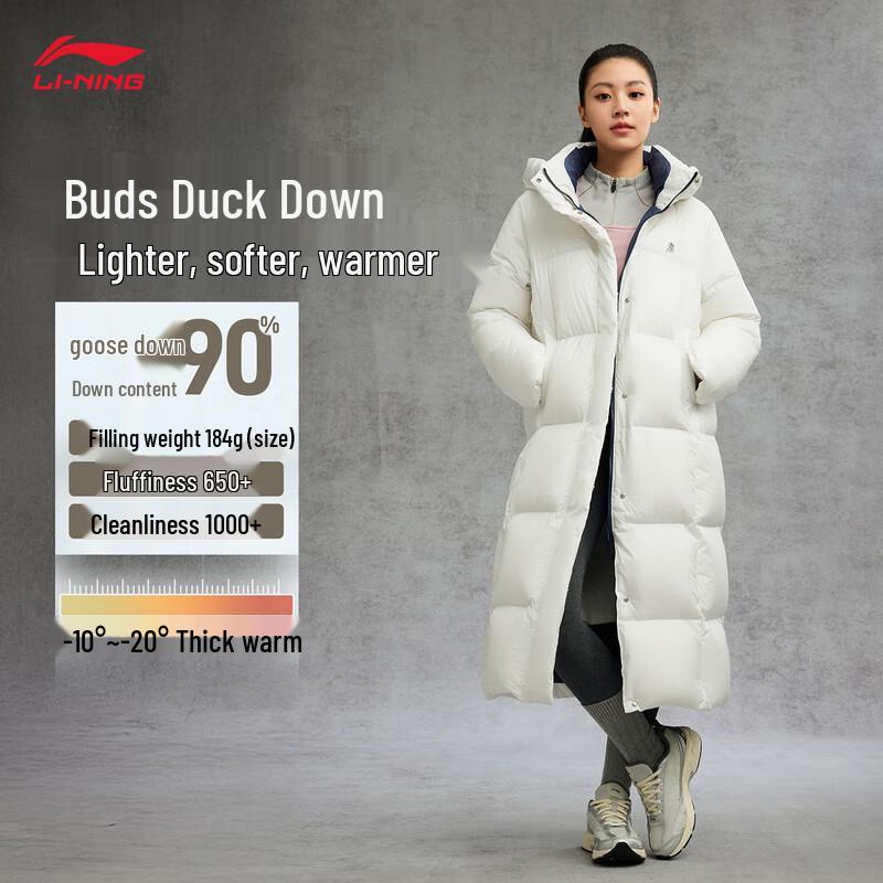 Li-Ning Women s 2025 Retro Long Hooded Down Jacket S