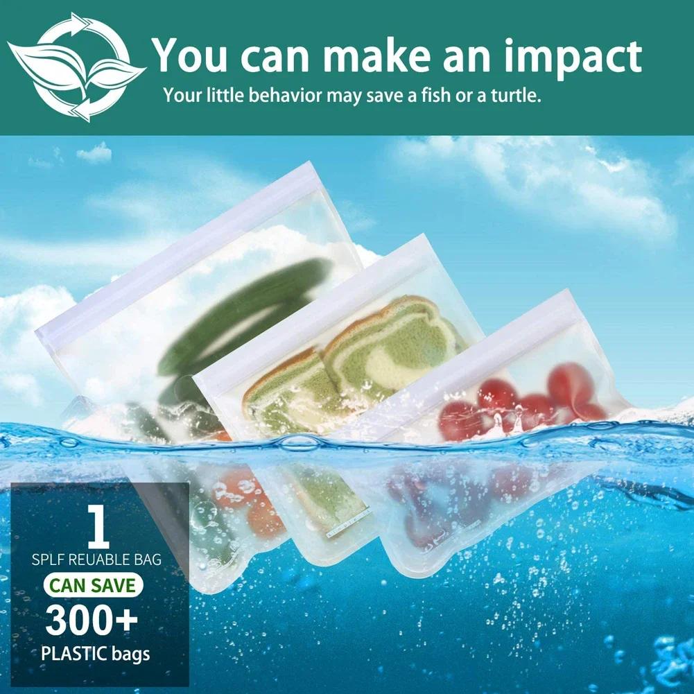 10Pcs Silicone Food Storage Containers Leakproof Containers Reusable Stand Up Zip Shut Bag Fresh Bag Food Storage Bag Fresh Wrap