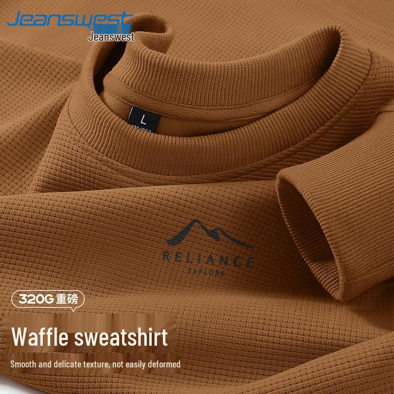 Jeanswest Men's Waffle Knit Crew Neck Sweatshirt