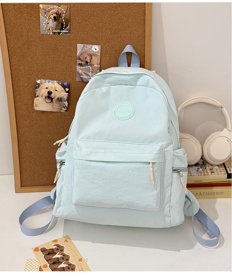 School bag new casual women's school bag solid color fresh and versatile college style school bag college students class backpack tide