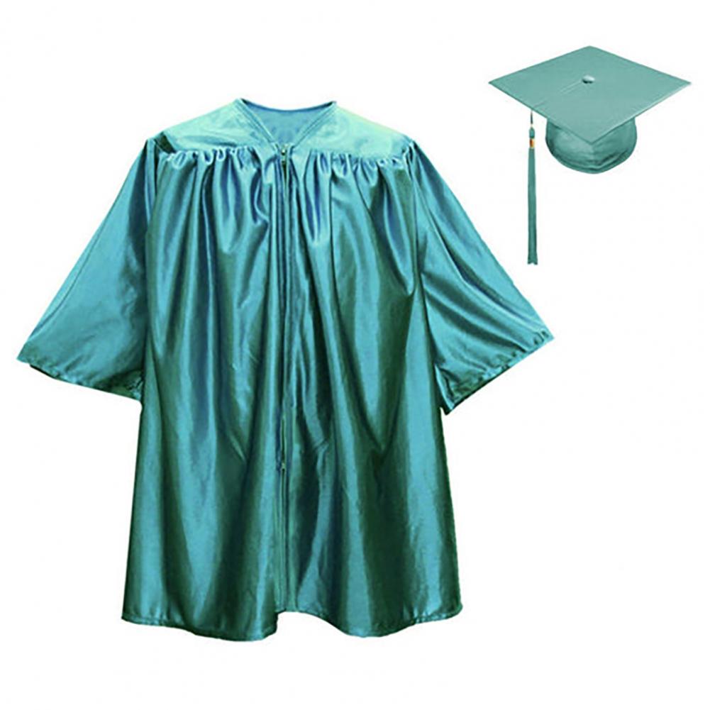 1 Set Unisex Children Graduation Robe Hat Set Zipper Loose Tassel Kindergarten Graduation Ceremony Gown Cap Tassel Set S зелёный