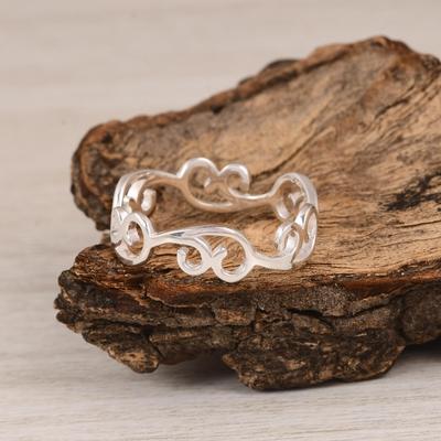 Anillo de Filigrana de Plata de Ley | Anillo Abierto de Plata 925 Hecho a Mano | Anillo Minimalista Vintage de Plata | Joyería de Plata para el Día a Día