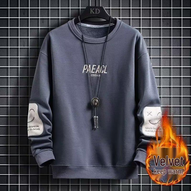 

Men s Korean Style Cartoon Hoodie - Autumn/Winter Round Neck, Long Sleeve, Plus Velvet, Casual Pullover, Trendy and Versatile Top. 3XL