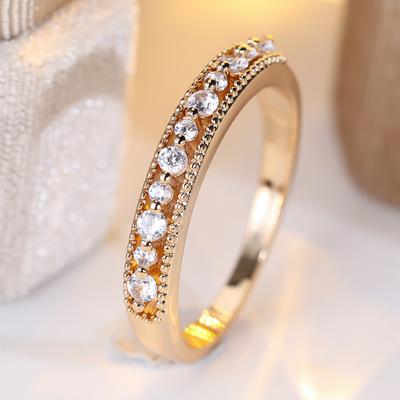 Anello Zircone Fila Singola per Donna Colore Oro Moda Zircone Anello Sottile Festa Regalo di Compleanno
