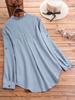2024 Spring/Summer Women's Cotton Linen Print Shirt with Stand Collar and Colored Buttons