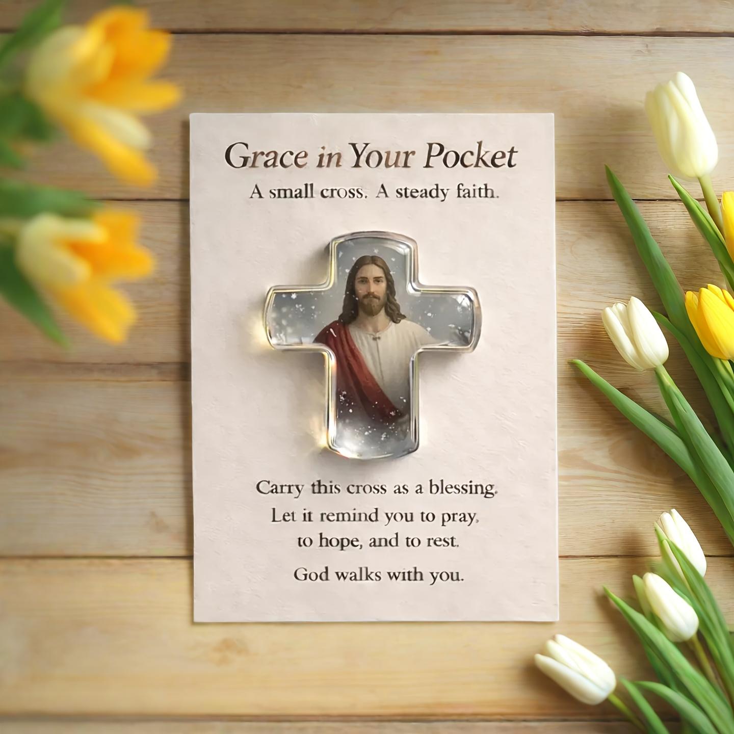 

1Pcs Jesus Cross Pocket Hug Card Birthday Gift Emotional Encouragement Card Home and Office Creative Decor Gifts for Friends