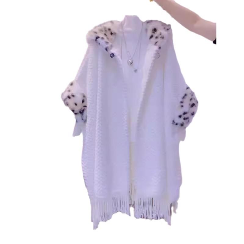 Thirteen Lines Of High-End Cardigan, Plush And Thickened Shawl, Women'S Fur Collar, Cape, Coat, Warm Tassel