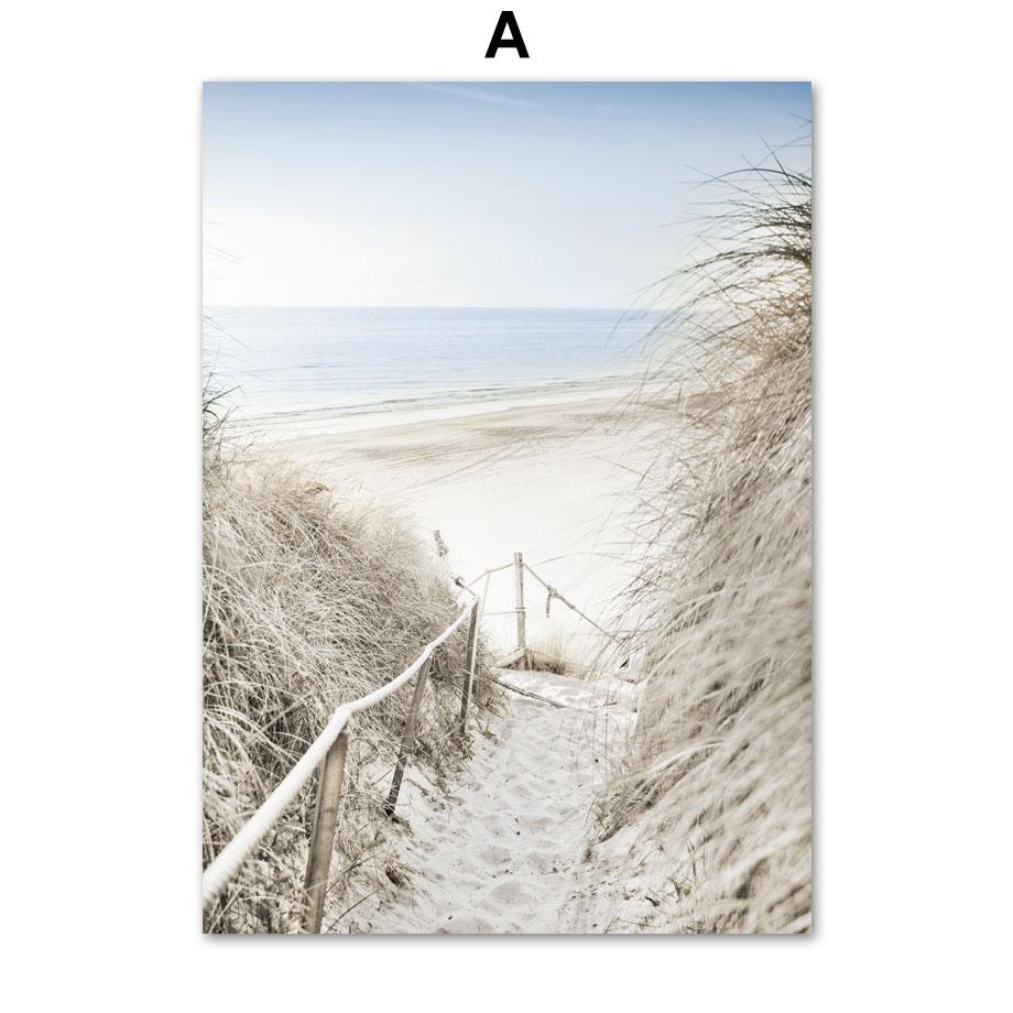 Summer Sea Ocean Beach Landscape Nature Wall Art Canvas - Modern Simple Nordic Style Bedroom Poster Print