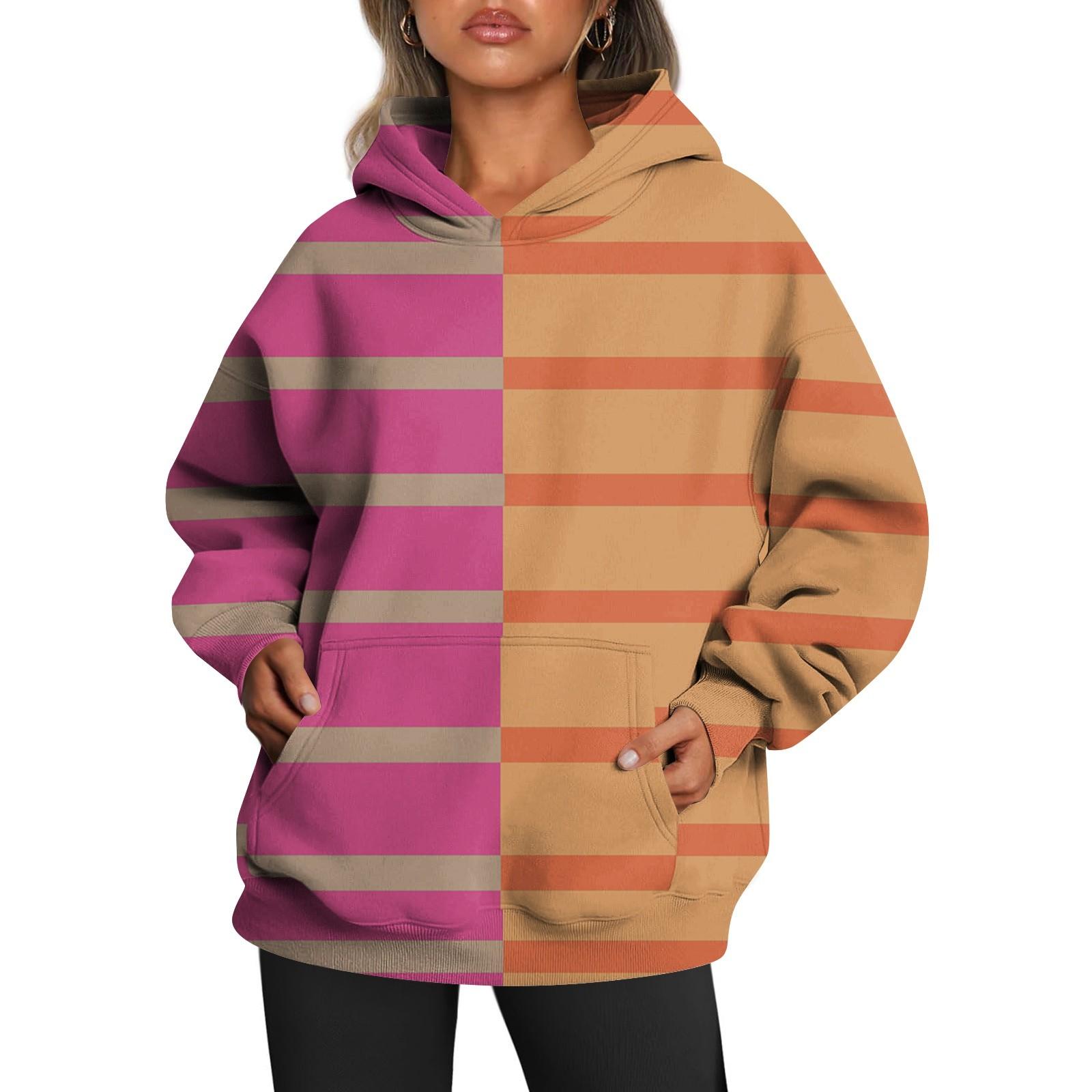 Женские толстовки с капюшоном большого размера с длинным рукавом с принтом — фото 9