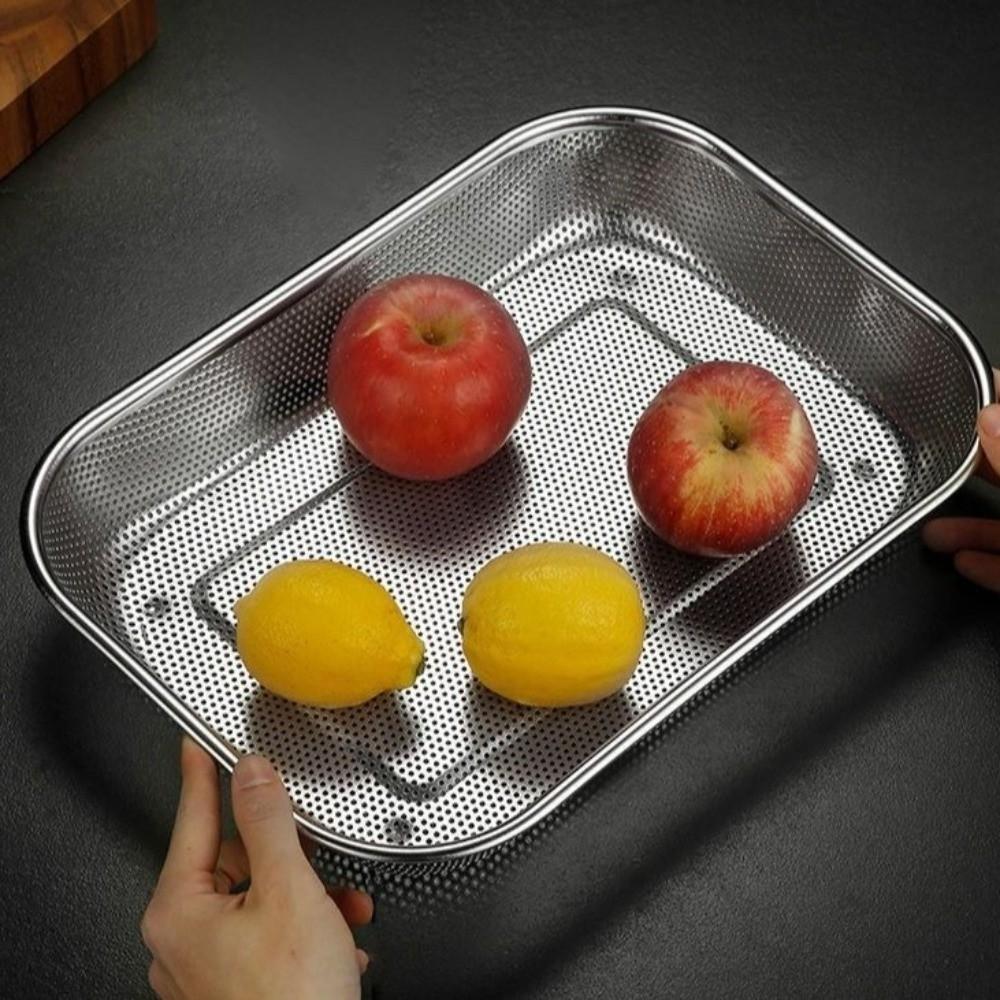 Stainless Steel Mesh Drain Basket Mesh Filtering Thickened Chopsticks Storage Basket Rectangle Anti-rust Wash Basket