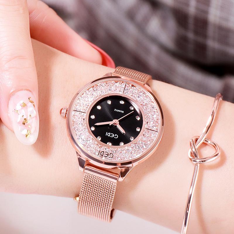 Diamond-Encrusted Women'S Watch Temperament Women'S Simple Watch Student Colorful Watch