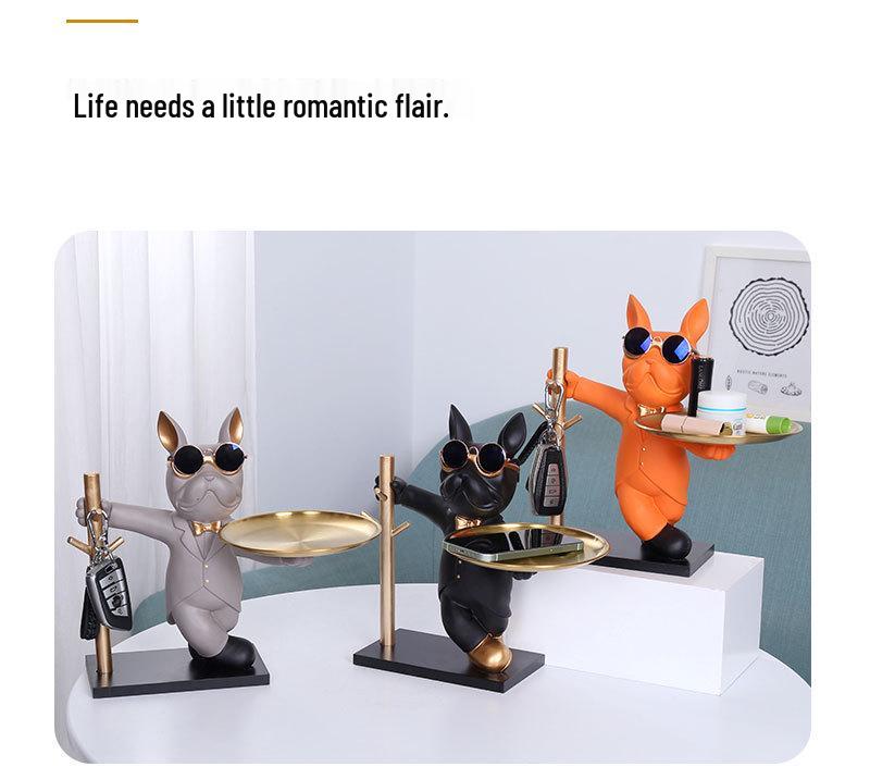 Französische Bulldogge Ornament Tablett - Heimdeko Schlüsselhalter