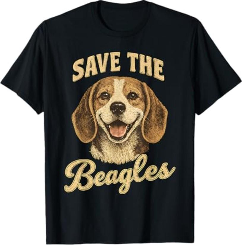 Save The Beagles Cute Dog Lover Vintage Beagle Art T-Shirt S разноцветный
