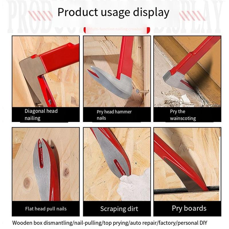 

ABUL-4-Piece Nail Puller Tool Set, 12In, 1In, 8In - Heavy Duty & Mini Pry Bar, For Home Remolding & Woodworking красный