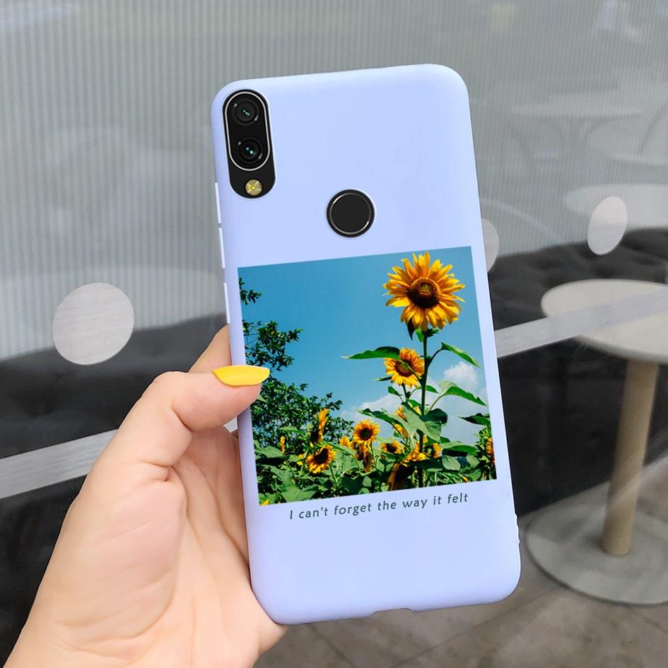 Soft Case For Xiaomi Redmi Note 7 Cover Funda For Redmi 7 7A Fashion Silicone Sunflower Phone Case on Redmi Note7 Pro Back Cover