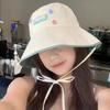 Women's Spring and Summer Travel Japanese Cute Button Quick Drying Letters Fisherman Hat Korean Face Showing Small Sun Protection Basin Hat