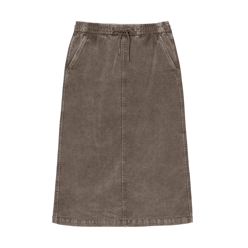 nau W Garment-Dyed Corduroy Skirt Khaki Brown