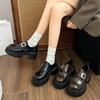 Loafers new French spring 2025 thick-soled round head Velcro design one-pedal single shoes small leather shoes women