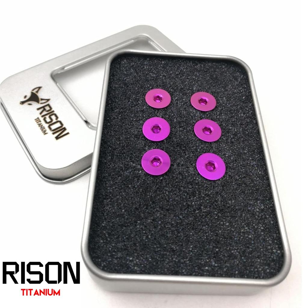 RISON Titanium Bolts 6pcs Handle Screw Bolts M5x12mm Titanium Steering Wheel Bolt Kit Purple