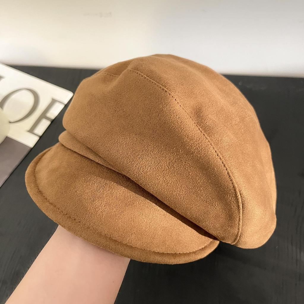 Béret Gavroche Noir Huit Pans pour Femme Printemps/Automne 2025, Style Peintre Visage Fin.