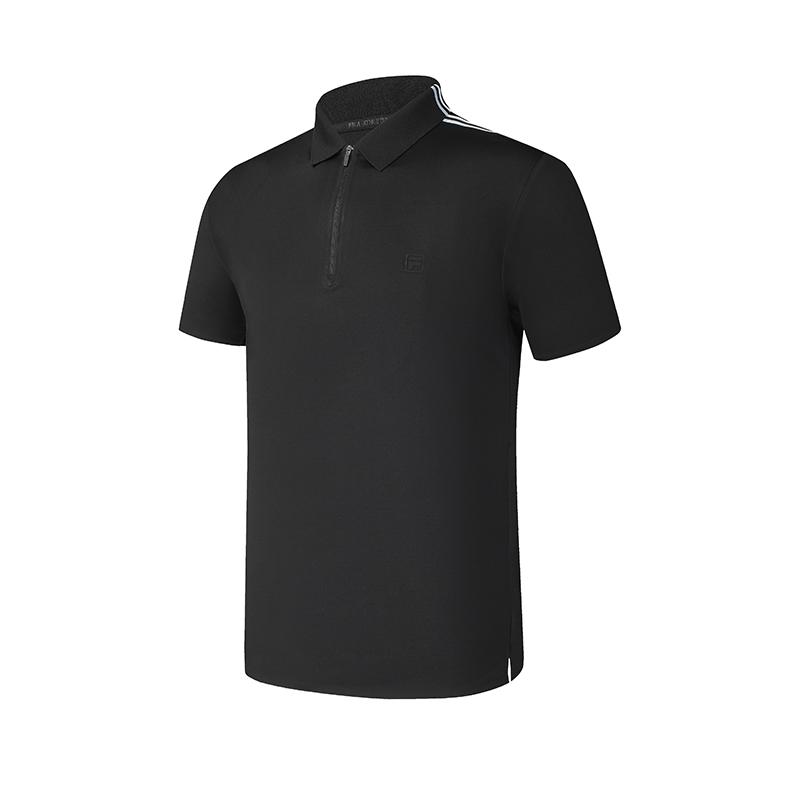 Fila Athletics Tennis Series Casual Basic Tennis Knit Polo Shirt Men Tops Deep-Black A11M513106F-BK